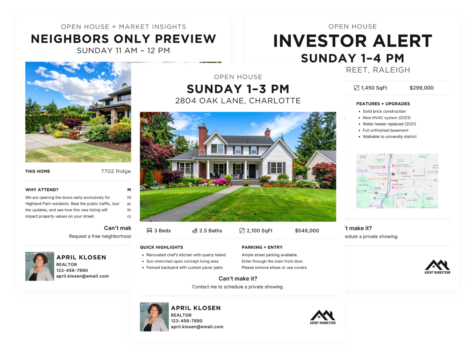 Open house flyer template — three editable Canva flyer layouts for real estate listings