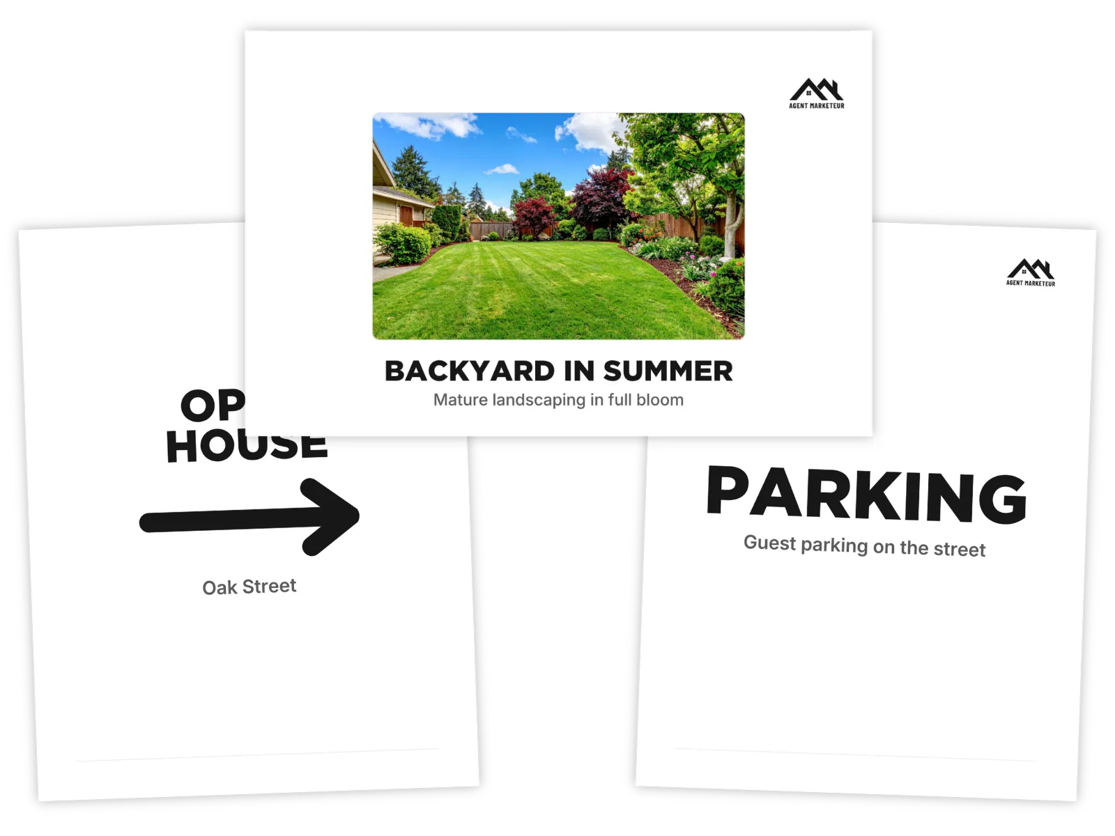 Open house directional signs template — printable arrow, parking, and feature signs